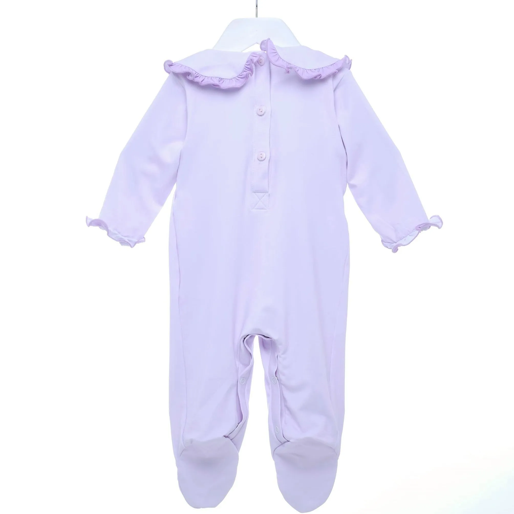 Ocean Baby Girls Lavender Rocking Horse Smocked Sleepsuit & Headband Set (NB-18M)