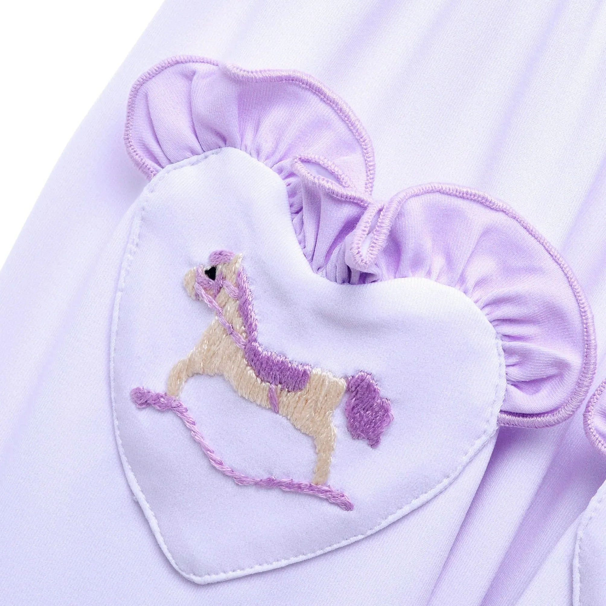 Ocean Baby Girls Lavender Rocking Horse Smocked Sleepsuit & Headband Set (NB-18M)