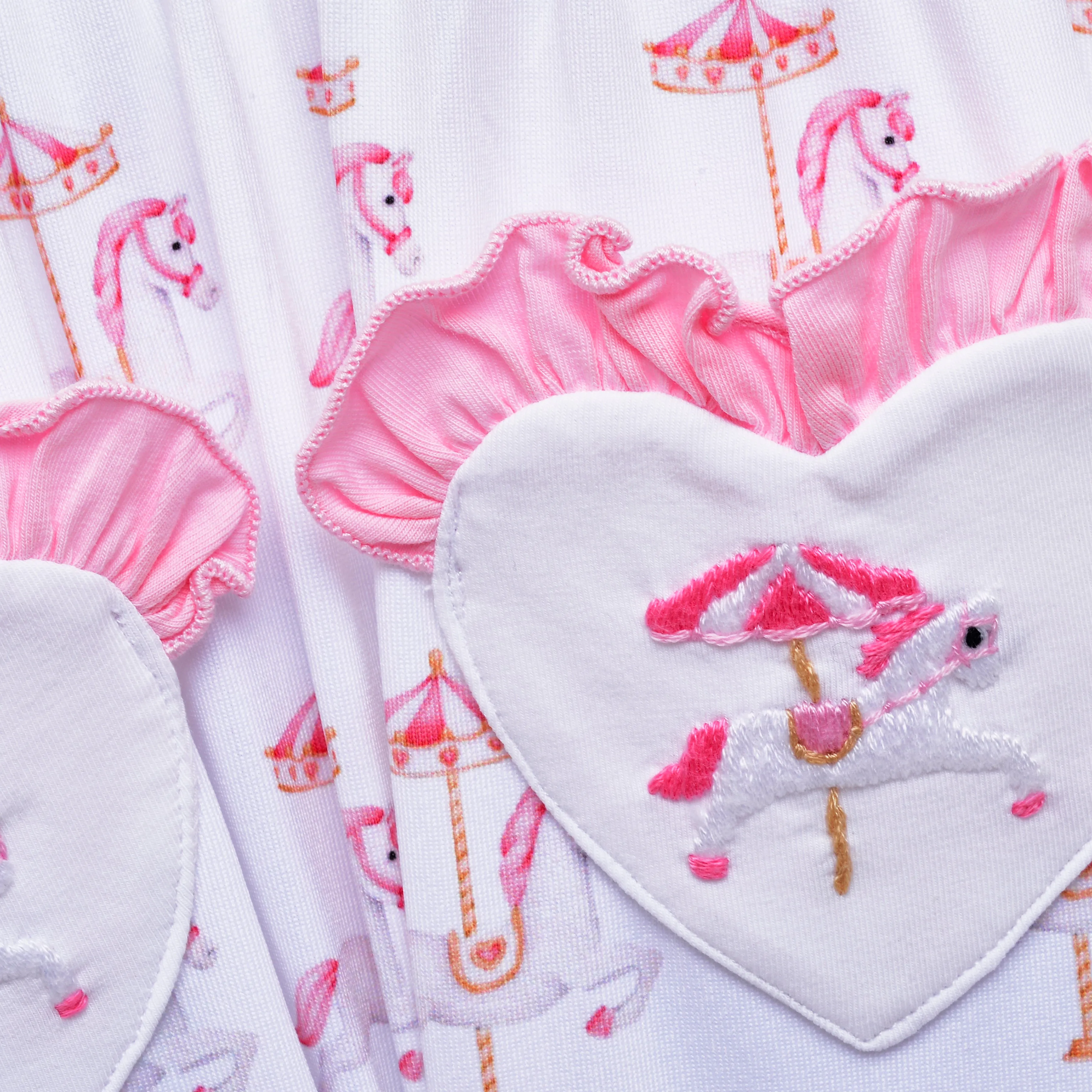 Ocean Baby Girls Smocked Carousel Sleepsuit & Headband Set (NB-12M)