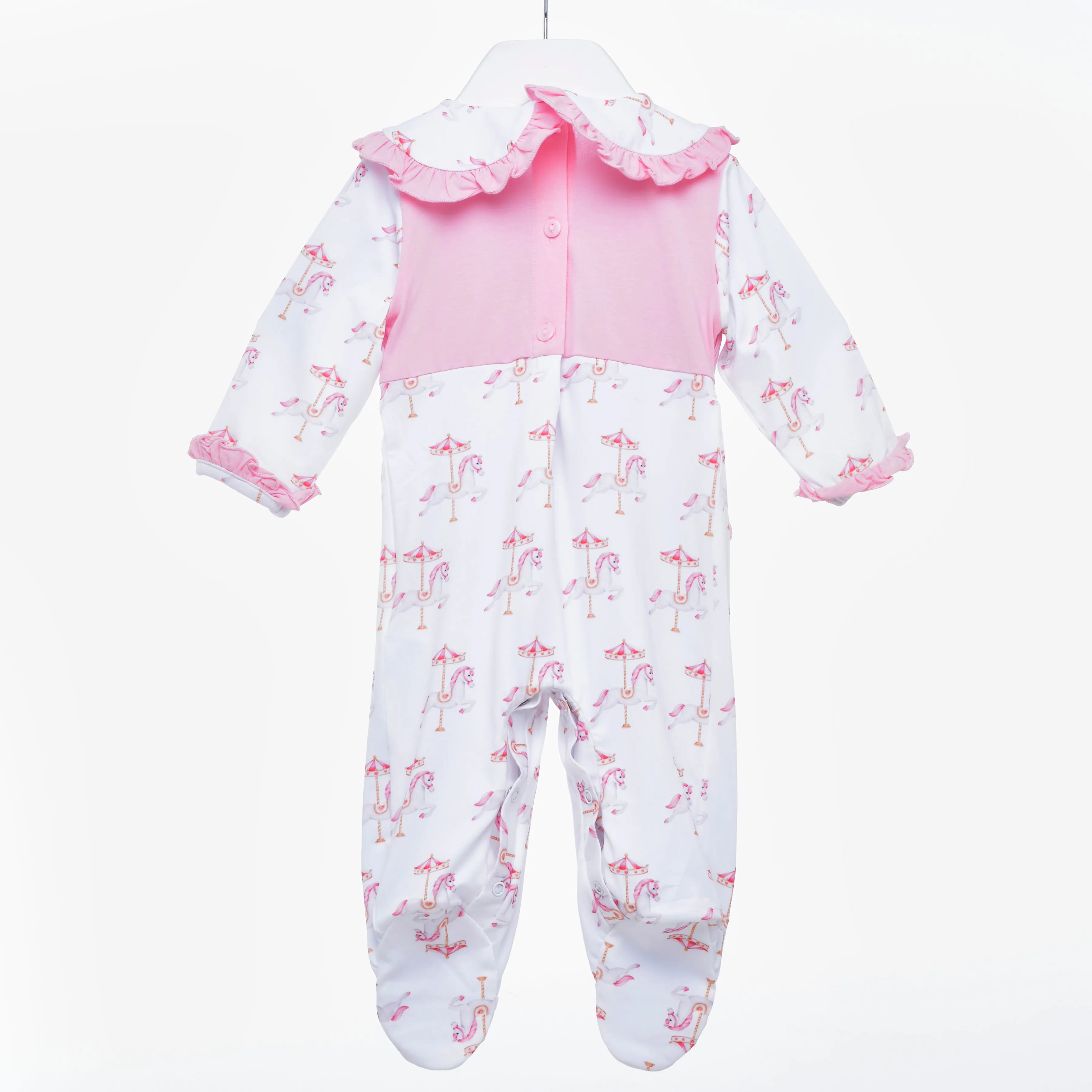Ocean Baby Girls Smocked Carousel Sleepsuit & Headband Set (NB-12M)