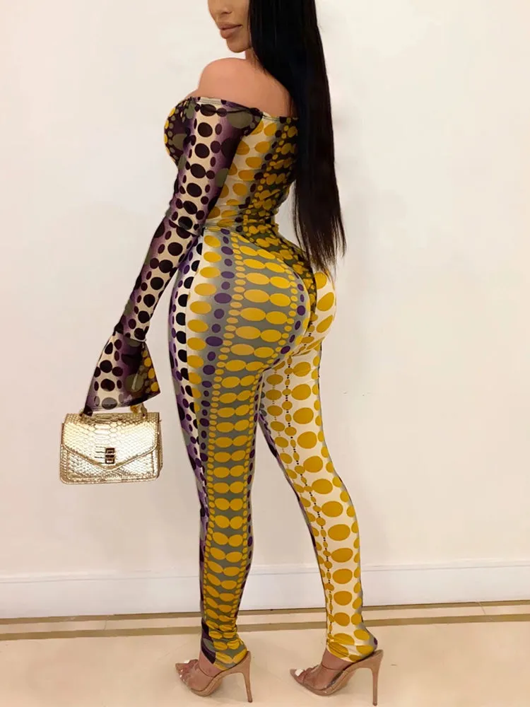 Off Shoulder Bell Sleeve Jumpsuit