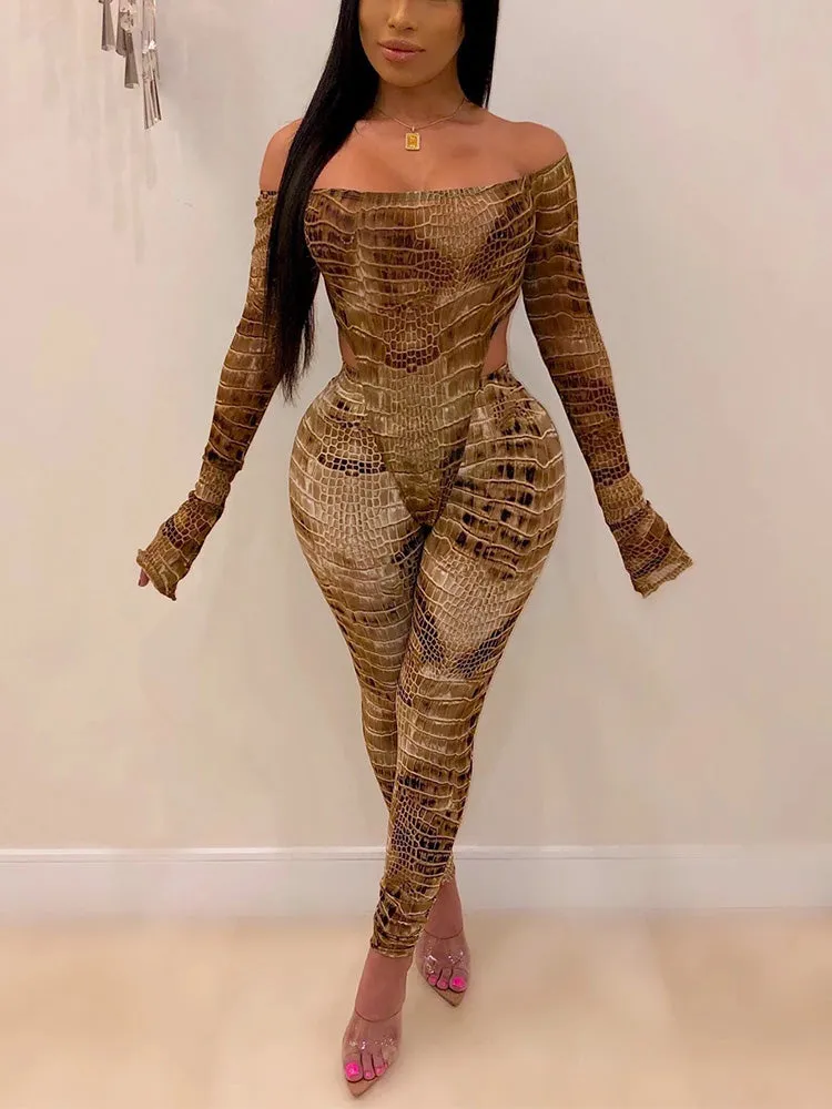 Off Shoulder Bell Sleeve Jumpsuit