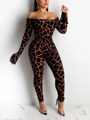 Off Shoulder Bell Sleeve Jumpsuit