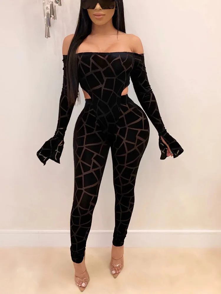 Off Shoulder Bell Sleeve Jumpsuit