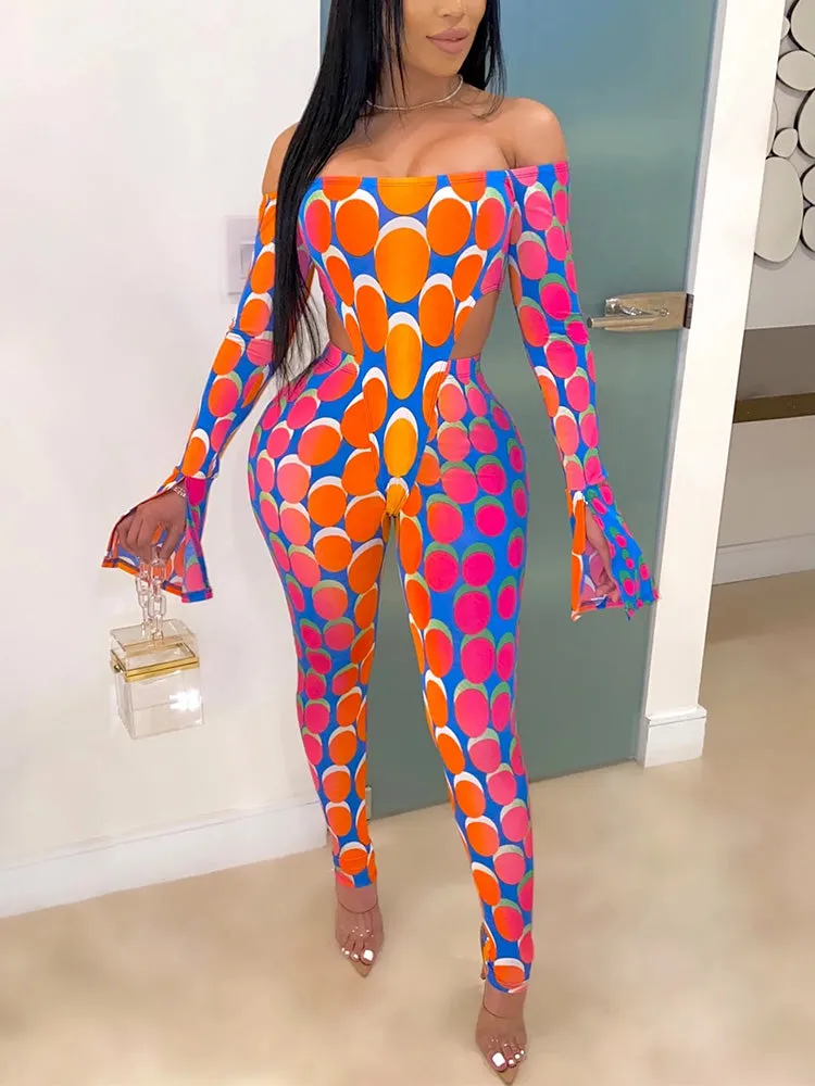 Off Shoulder Bell Sleeve Jumpsuit