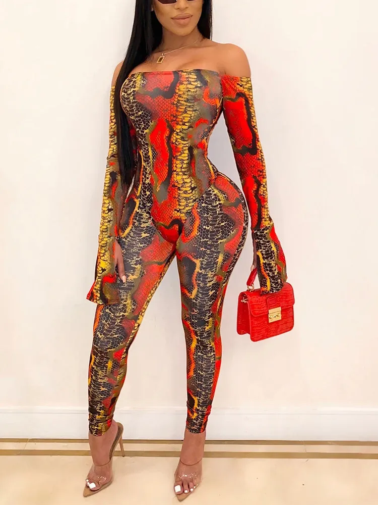 Off Shoulder Bell Sleeve Jumpsuit