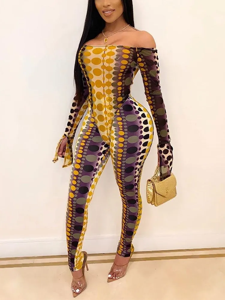 Off Shoulder Bell Sleeve Jumpsuit