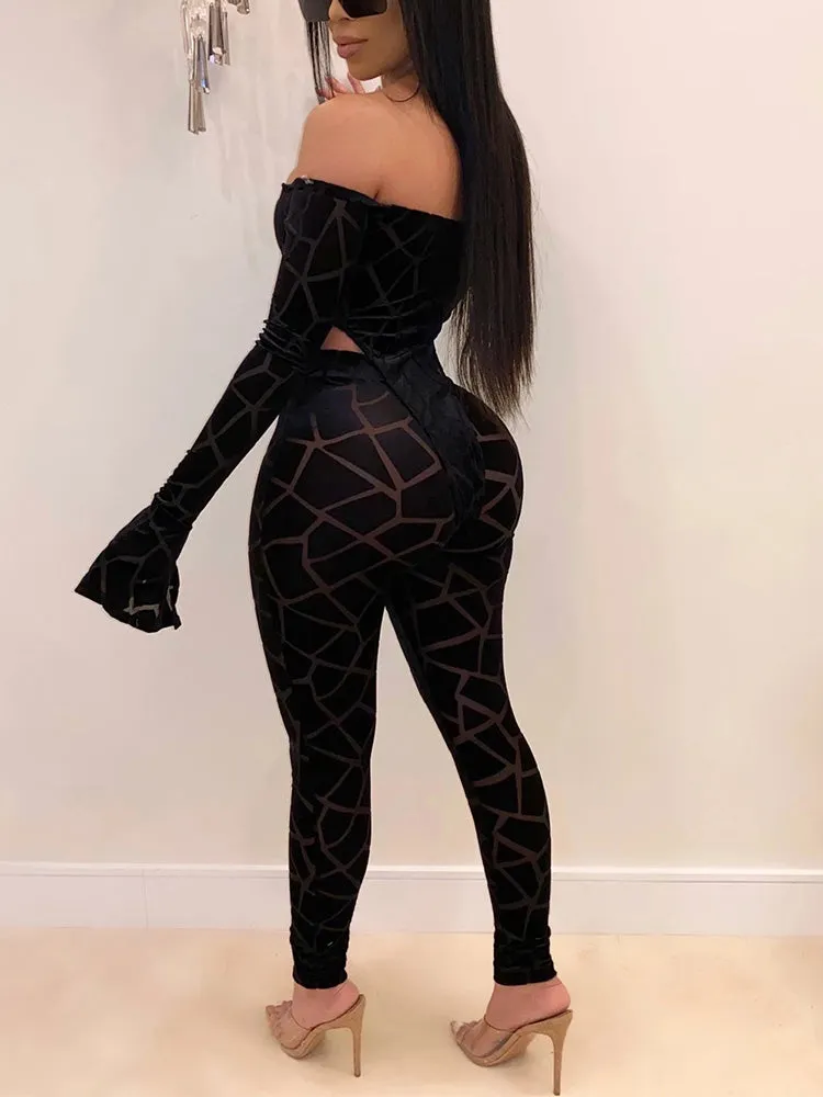 Off Shoulder Bell Sleeve Jumpsuit