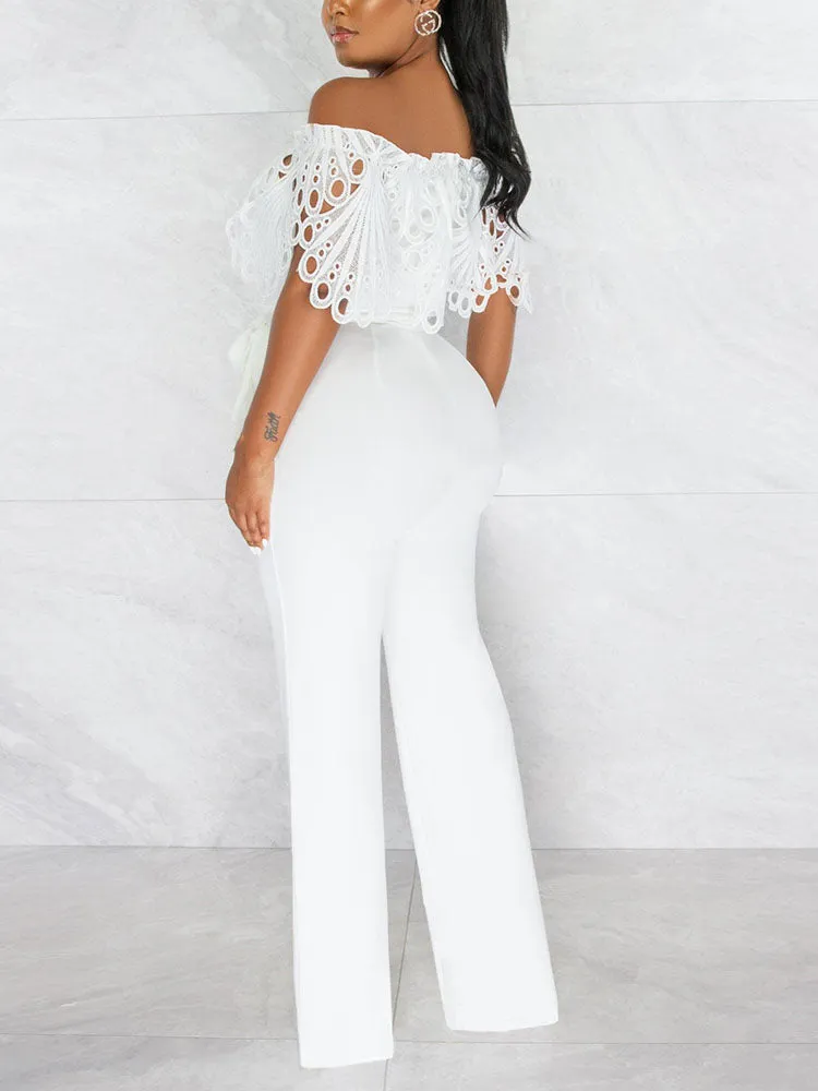 Off Shoulder Hollow Out Jumpsuit