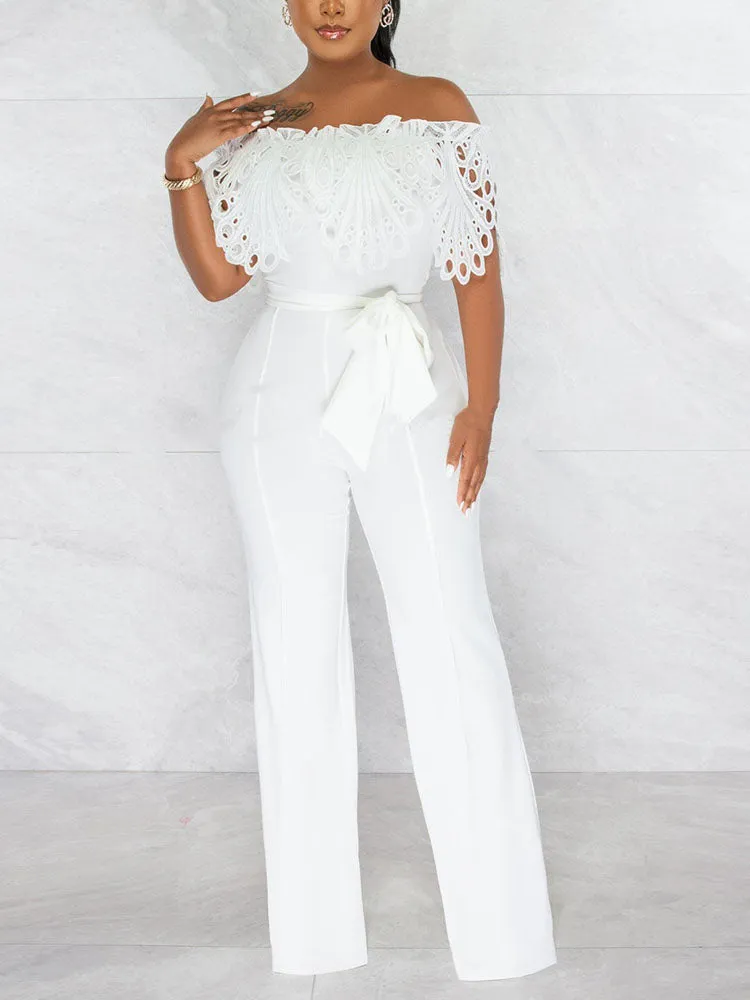 Off Shoulder Hollow Out Jumpsuit