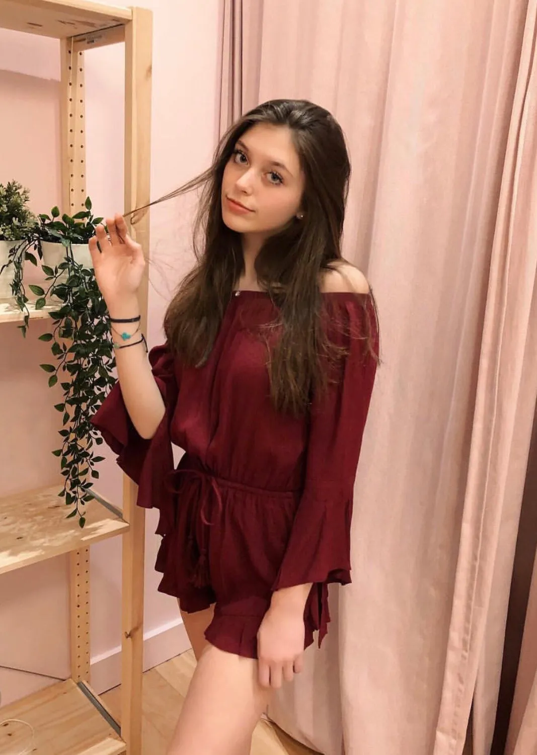 Off The Shoulder Bell Sleeve Tassel Ruffle Hem Romper