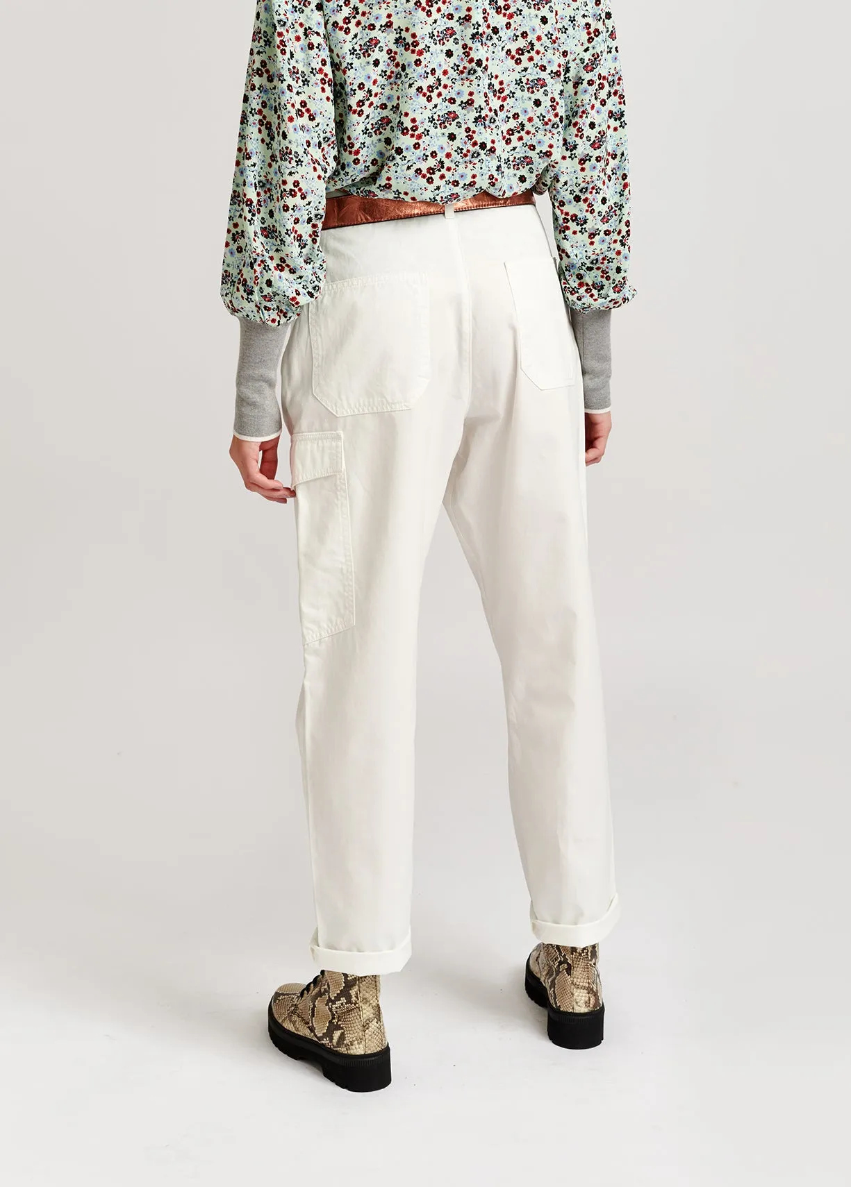 Off-white cotton cargo pants