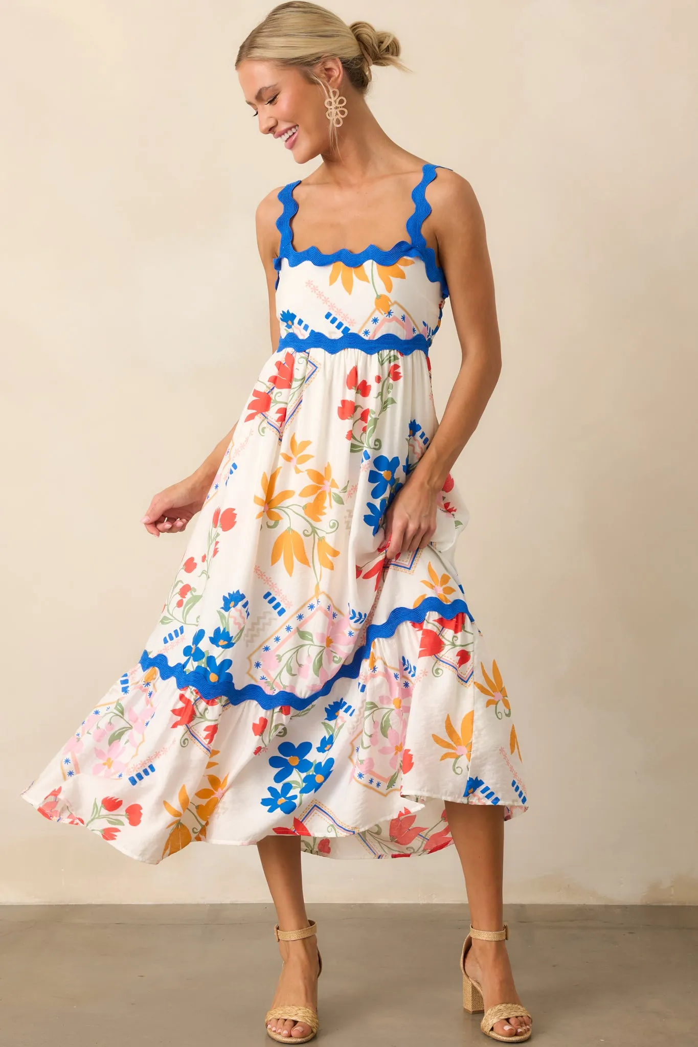 One Day At A Time Ivory Floral Patchwork Maxi Dress