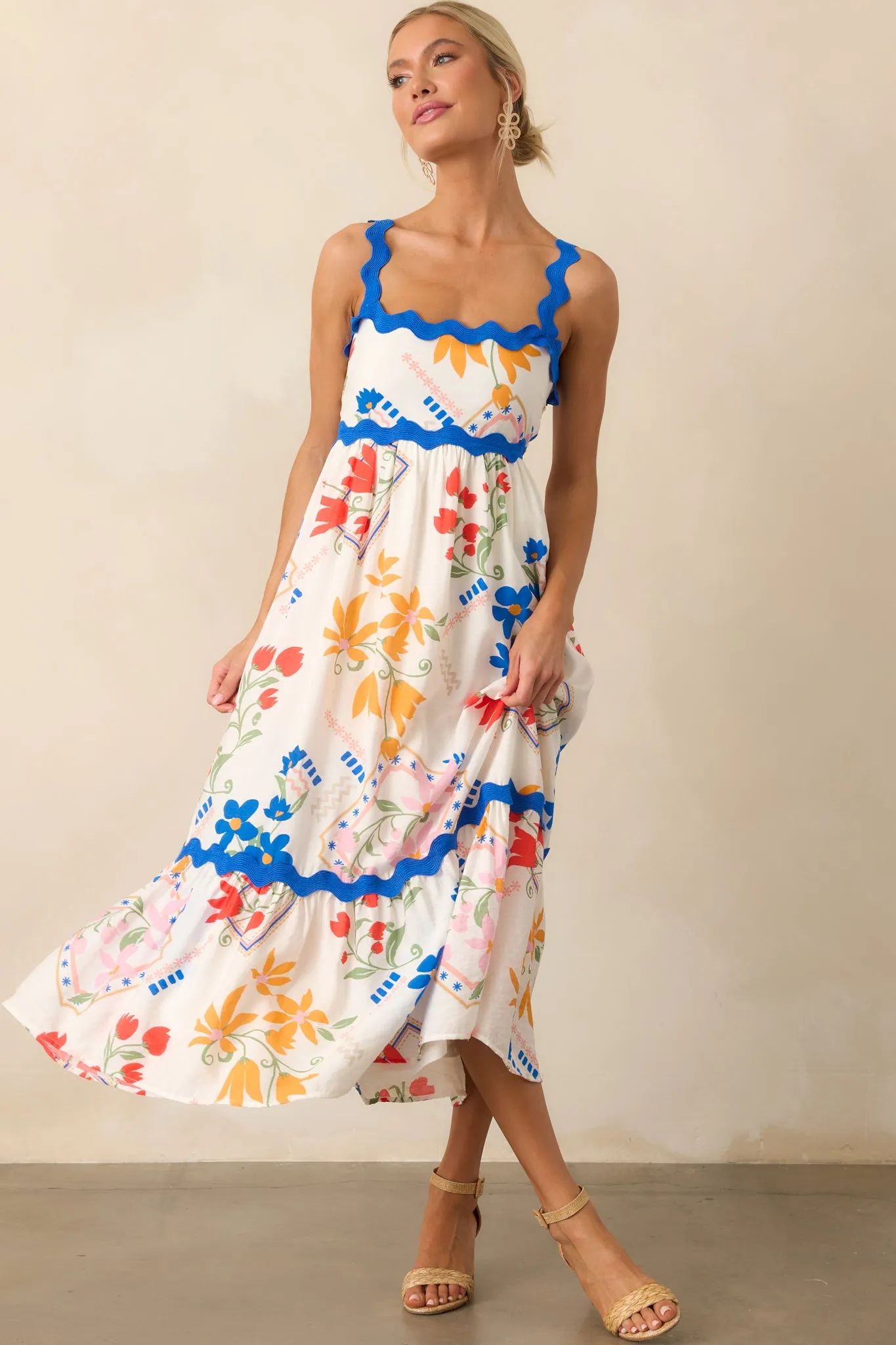 One Day At A Time Ivory Floral Patchwork Maxi Dress