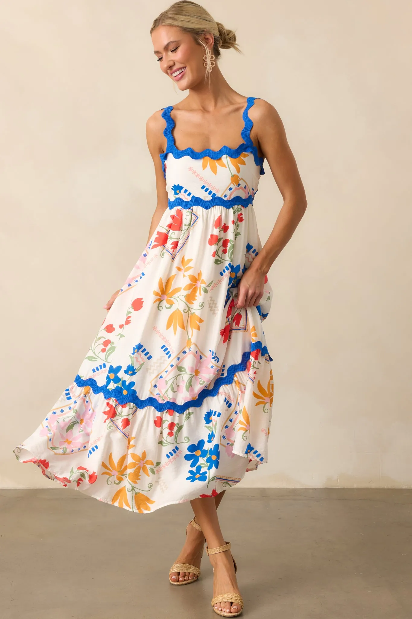 One Day At A Time Ivory Floral Patchwork Maxi Dress