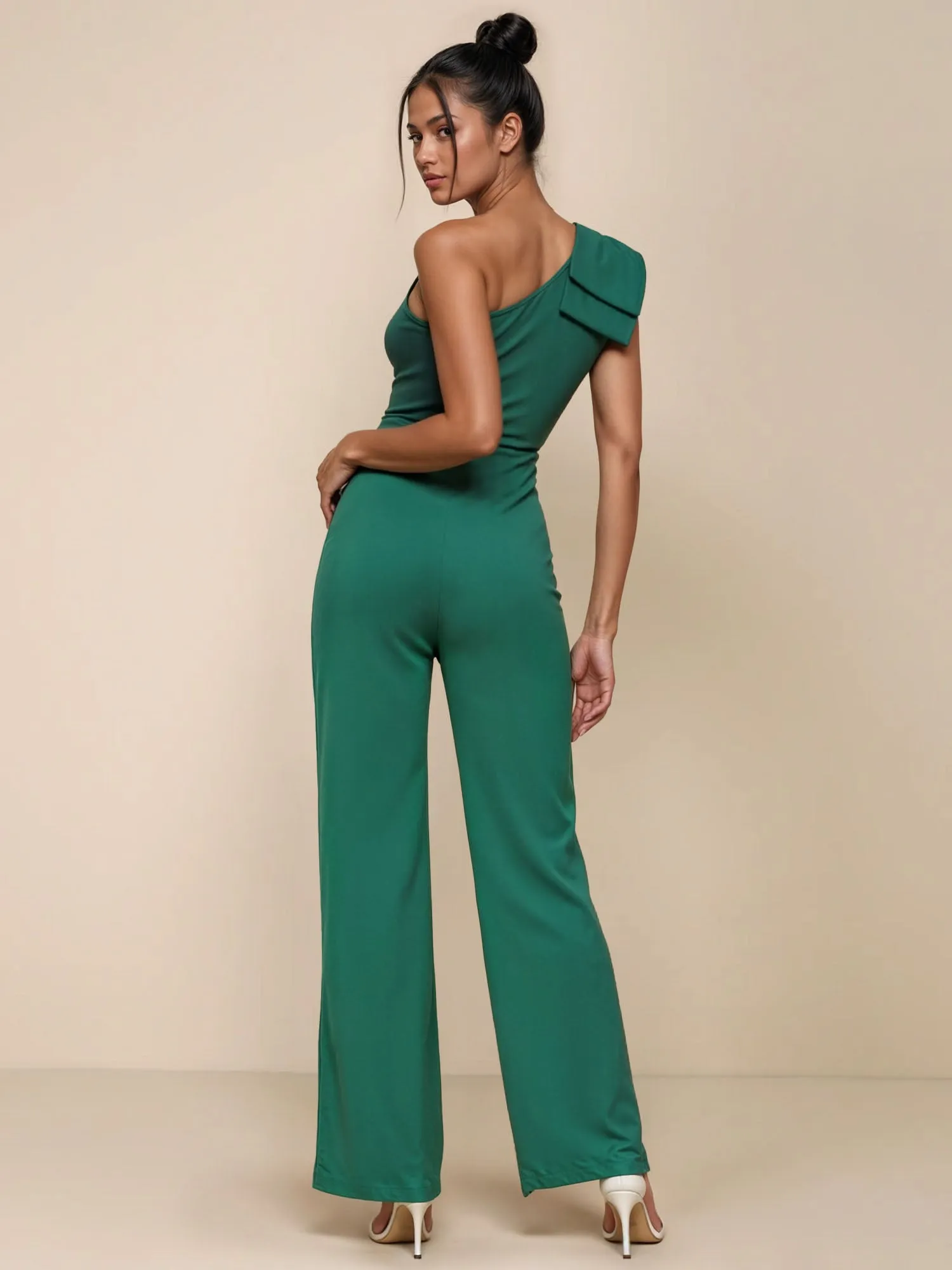 One Shoulder Bow Jumpsuit