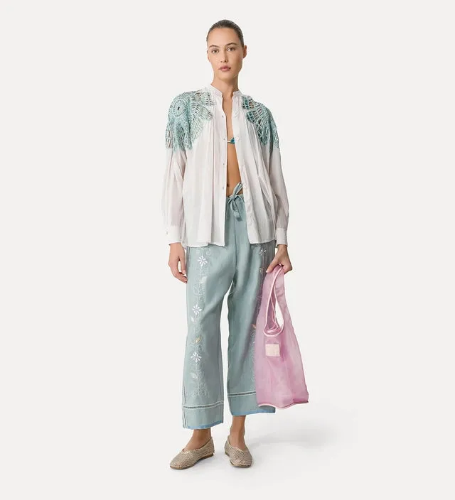 Oniric Blossom Emb. Linen Drawstring Pant