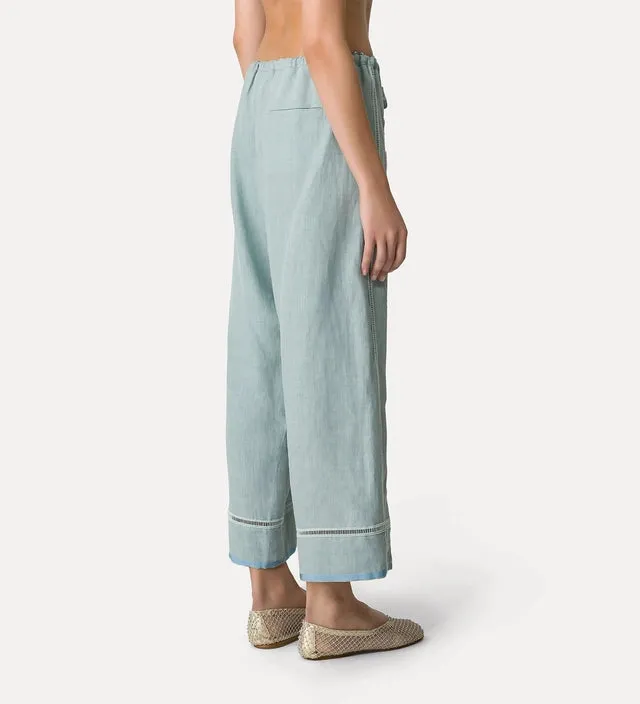 Oniric Blossom Emb. Linen Drawstring Pant