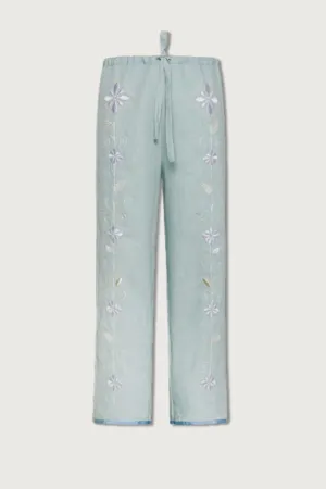 Oniric Blossom Emb. Linen Drawstring Pant