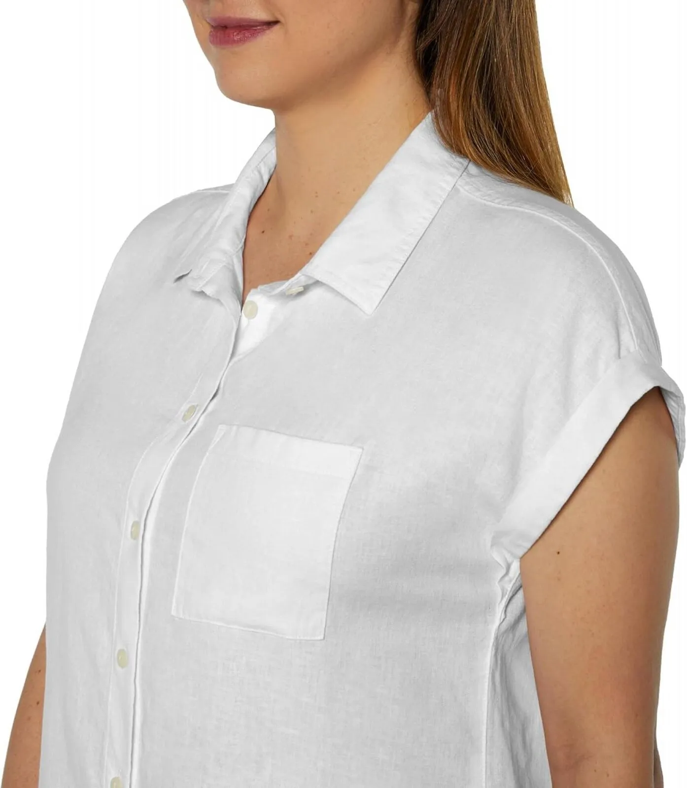 Orvis Womens Linen Blend Button Up Shirt 1758407 White 2XL