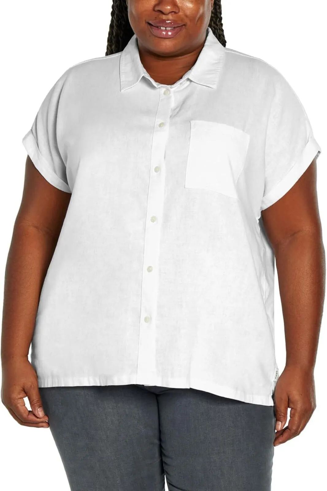 Orvis Womens Linen Blend Button Up Shirt 1758407 White 2XL