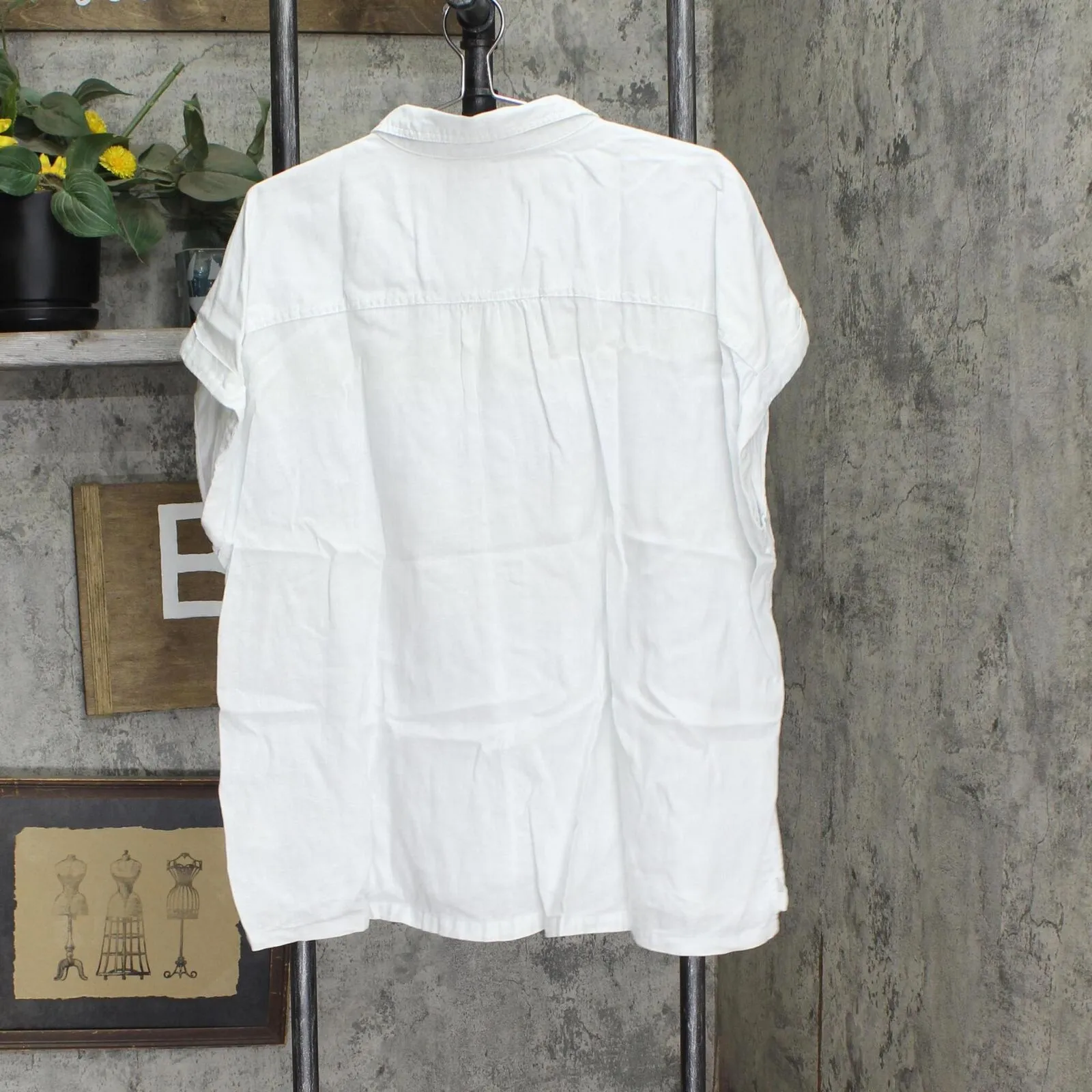 Orvis Womens Linen Blend Button Up Shirt 1758407 White 2XL