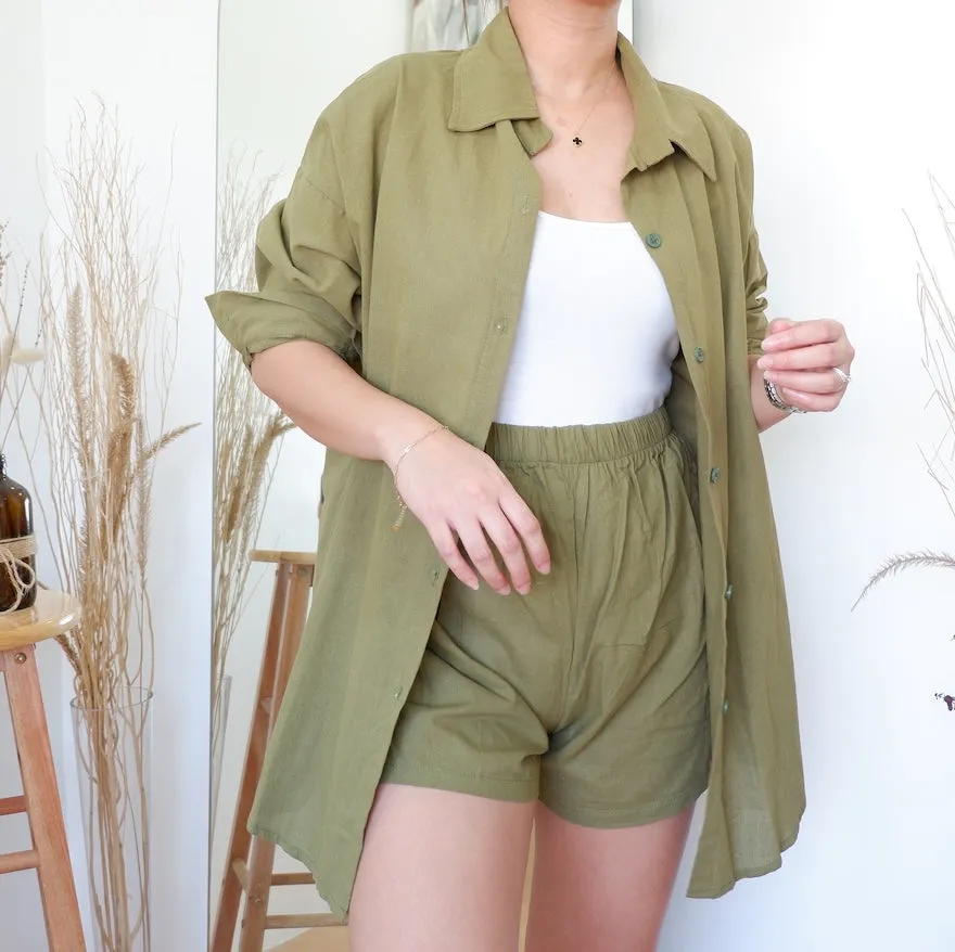 Oversized Button Down w/ Shorts