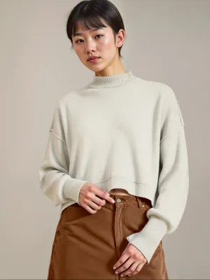 Oversized Cropped Crew Neck Sweater