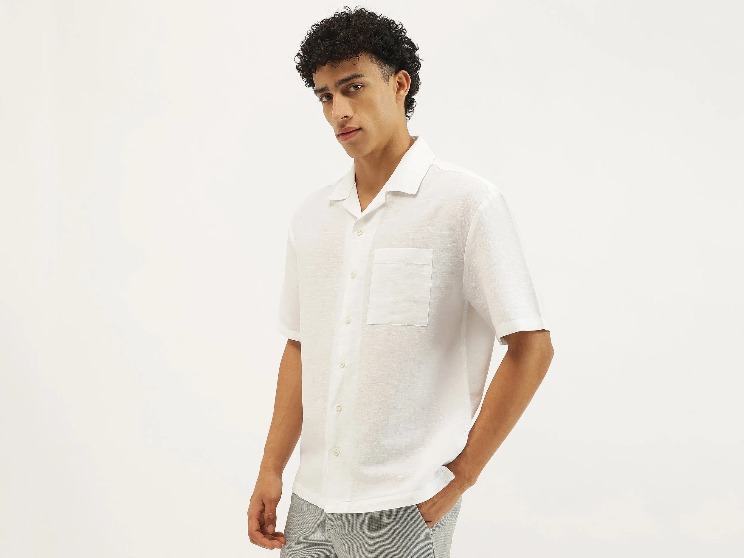 Oversized Fit Resort Collar Solid Shirt