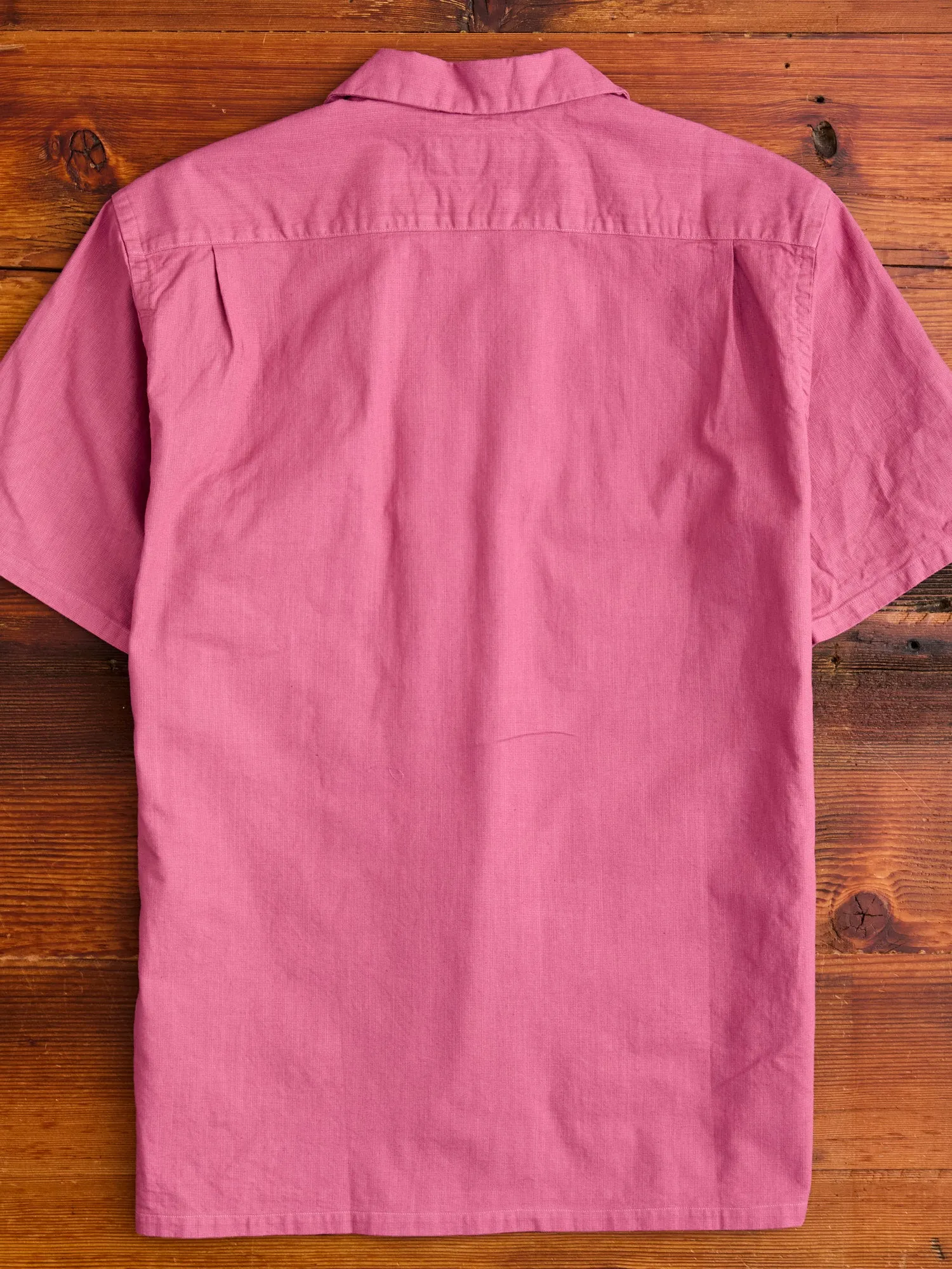 Panama Cloth Open Collar Shirt in Dusty Pink