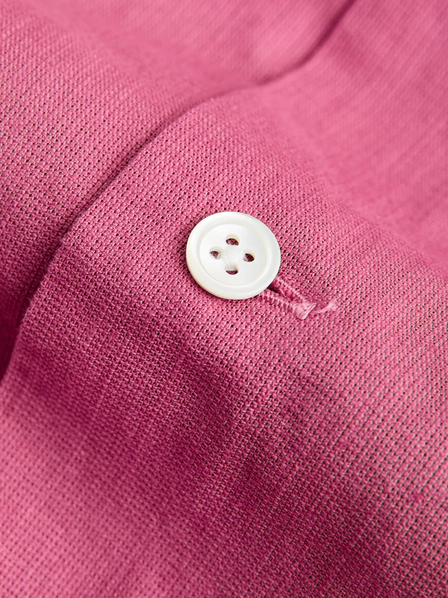 Panama Cloth Open Collar Shirt in Dusty Pink