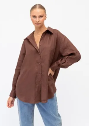 Paper Heart Everyday Linen Shirt Chocolate