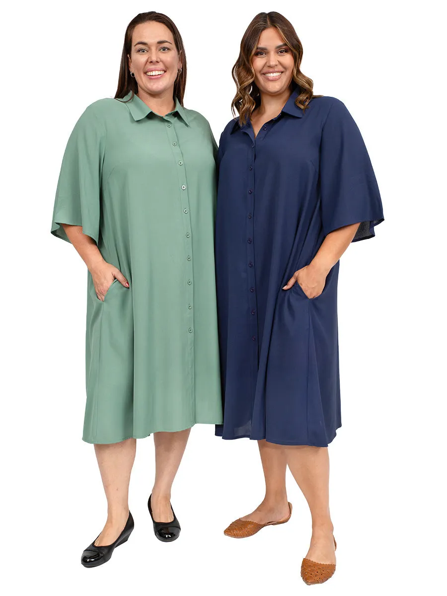 Pine Ridge Shirt Dress - Navy*
