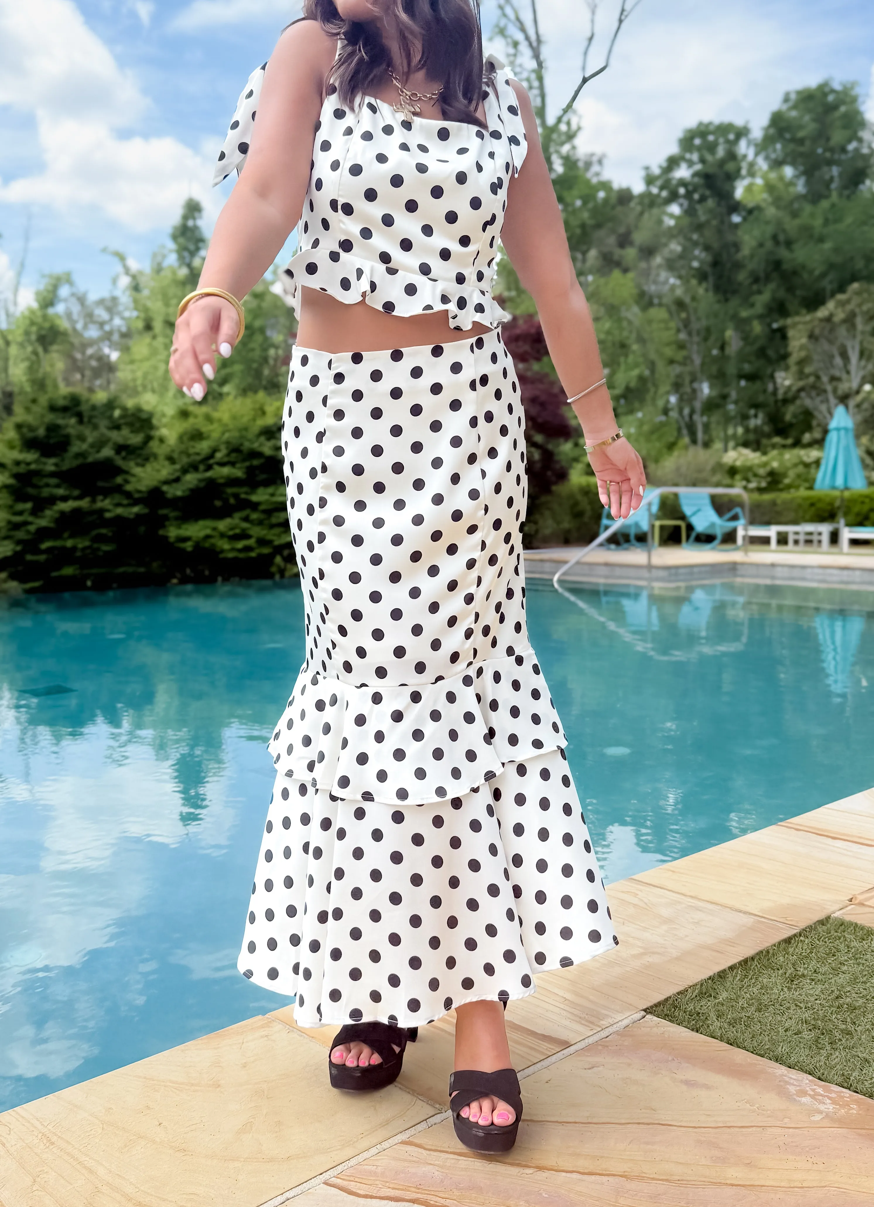 Pippa Polka Dot Crop Top & Skirt Set