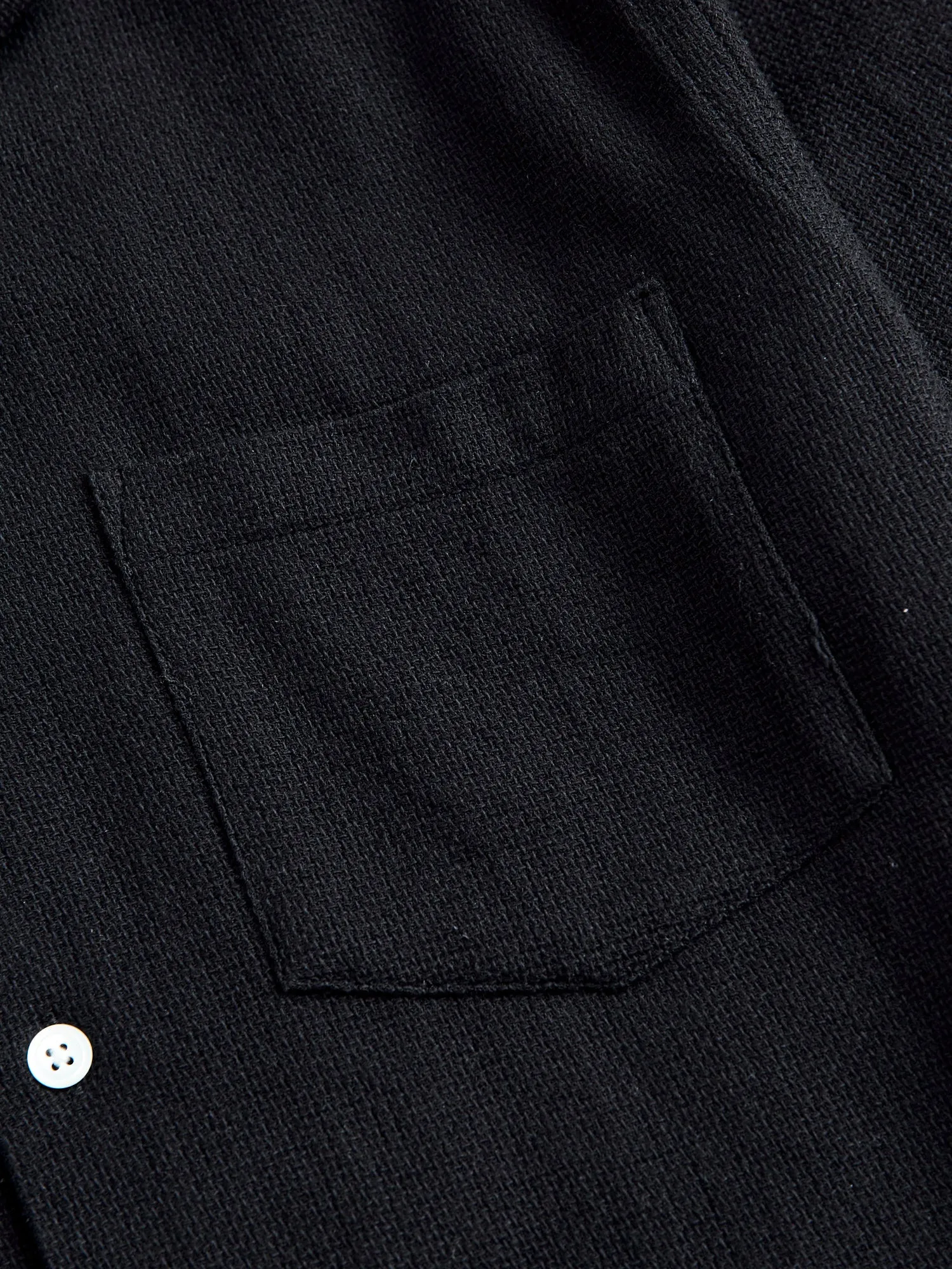 Pique Button-Up Shirt in Black