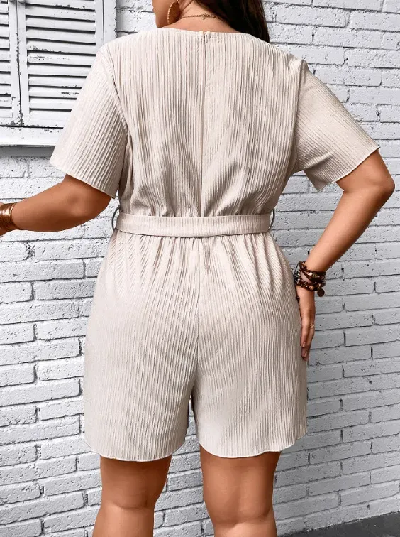 Playful Twist Belted Wrap Romper