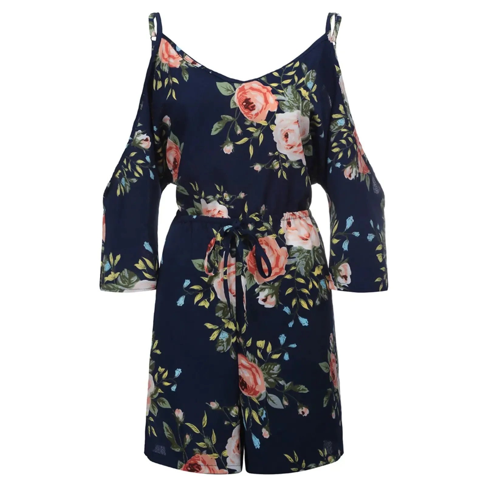 Plus Size Floral Print Summer Rompers for Women
