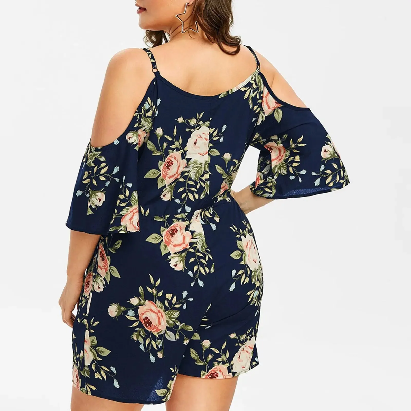 Plus Size Floral Print Summer Rompers for Women