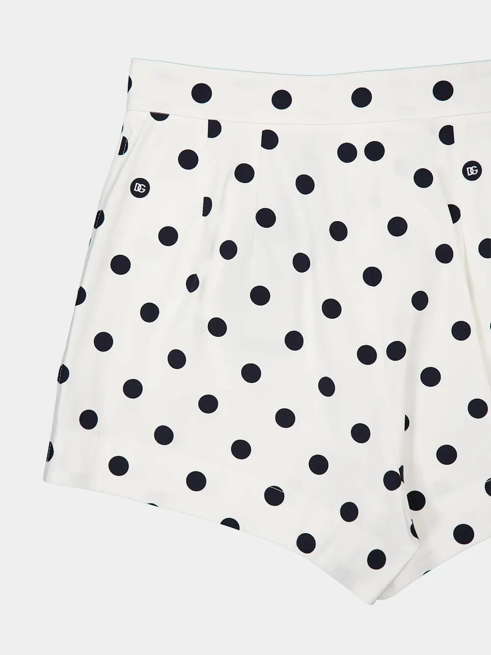 Polka-Dot Print High-Waisted Cotton Shorts