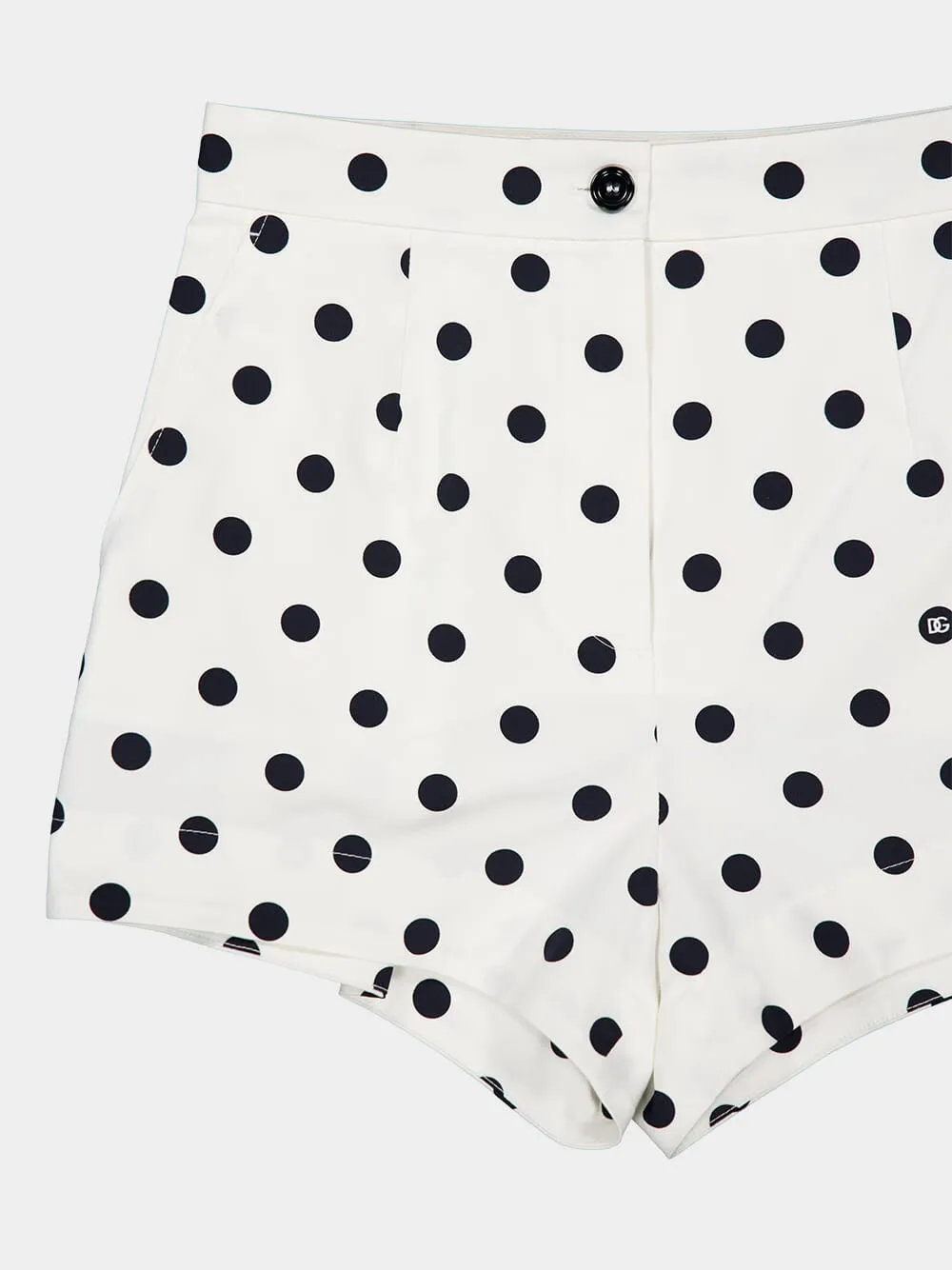 Polka-Dot Print High-Waisted Cotton Shorts