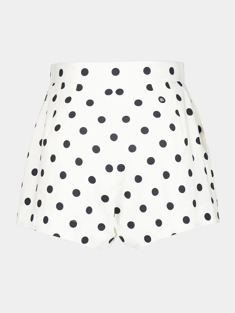 Polka-Dot Print High-Waisted Cotton Shorts