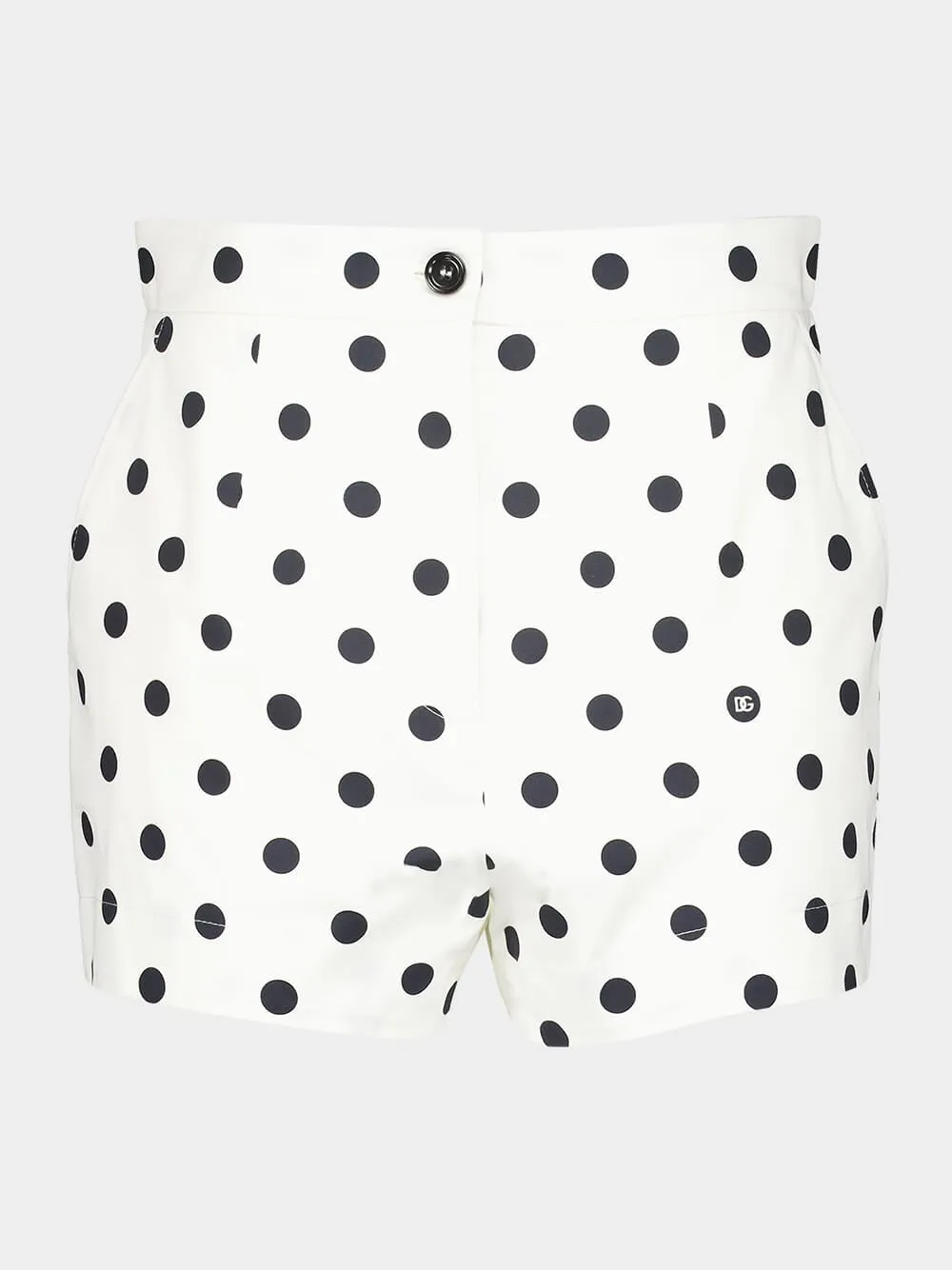 Polka-Dot Print High-Waisted Cotton Shorts