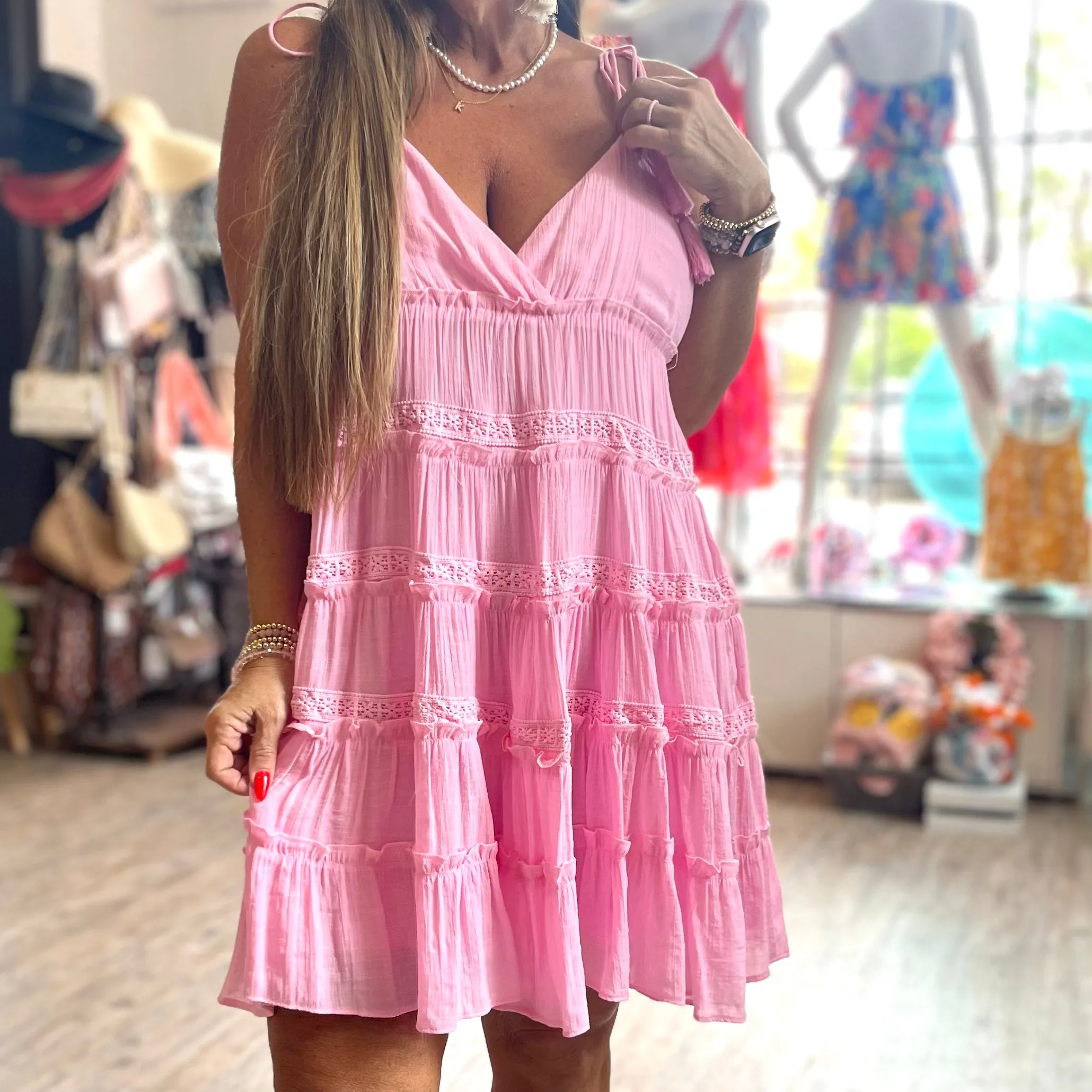 Posh & Polished Sleeveless Tiered Mini Dress