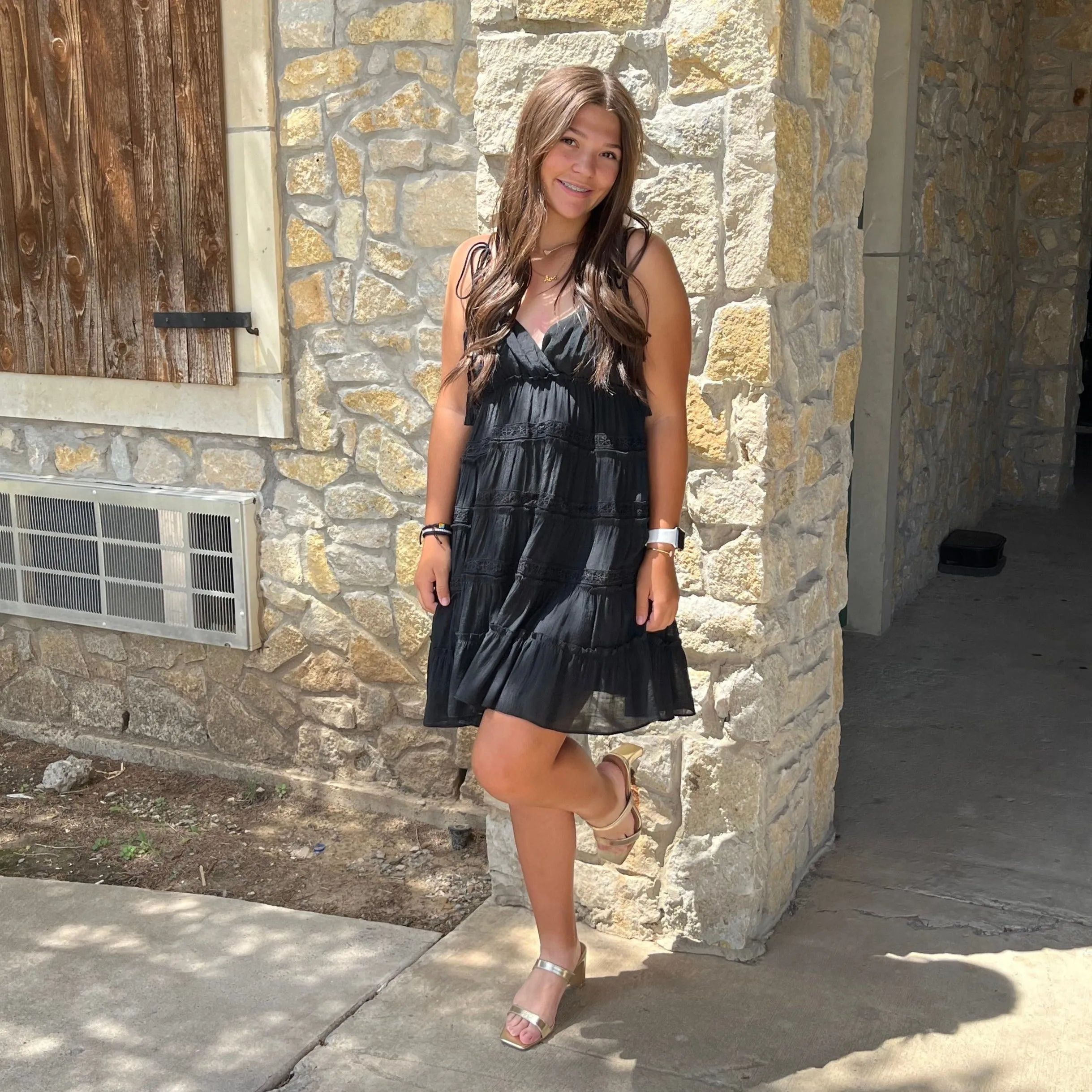 Posh & Polished Sleeveless Tiered Mini Dress