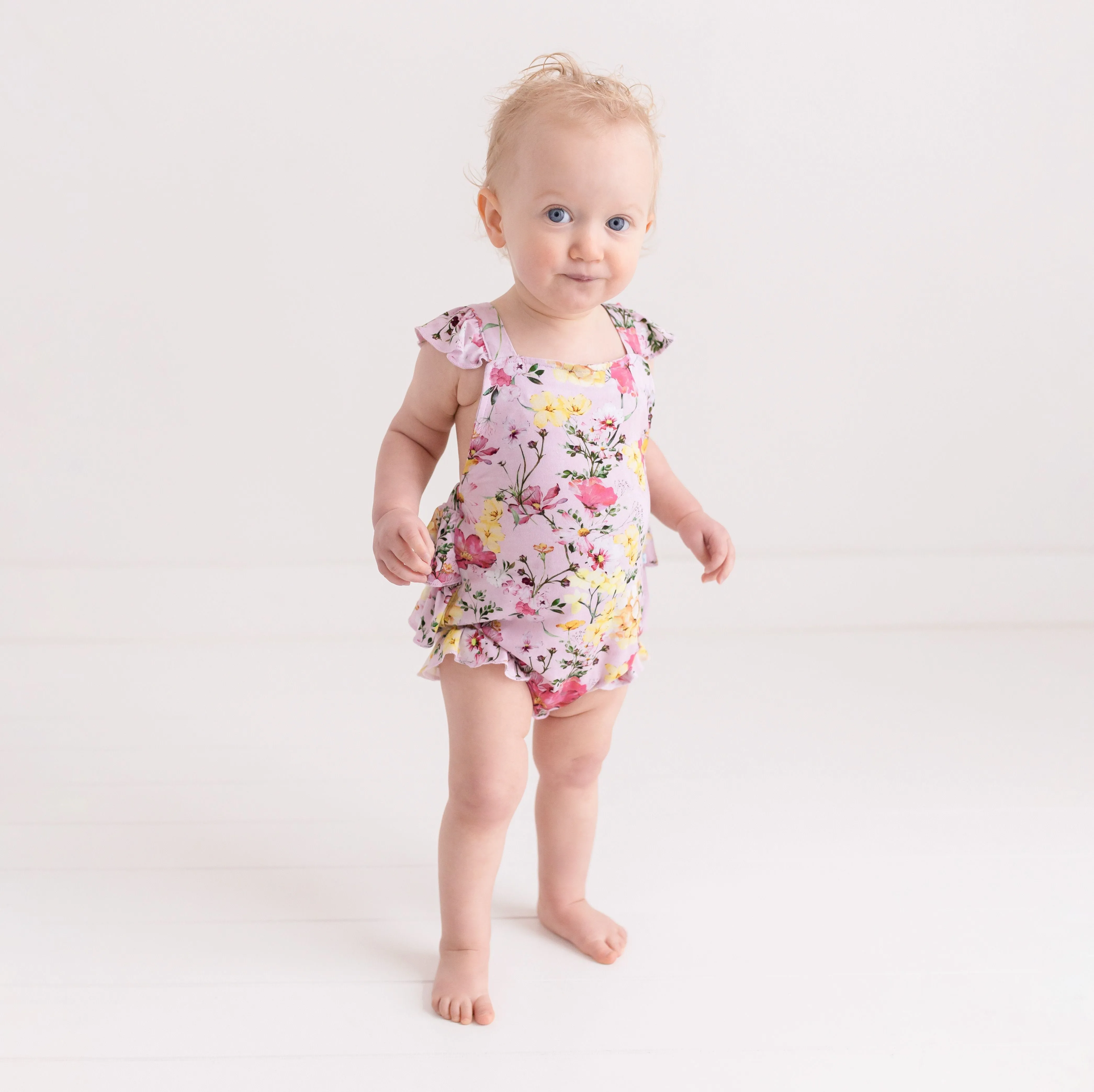 POSH PEANUT | Gaia - Ruffled Strap Bubble Romper