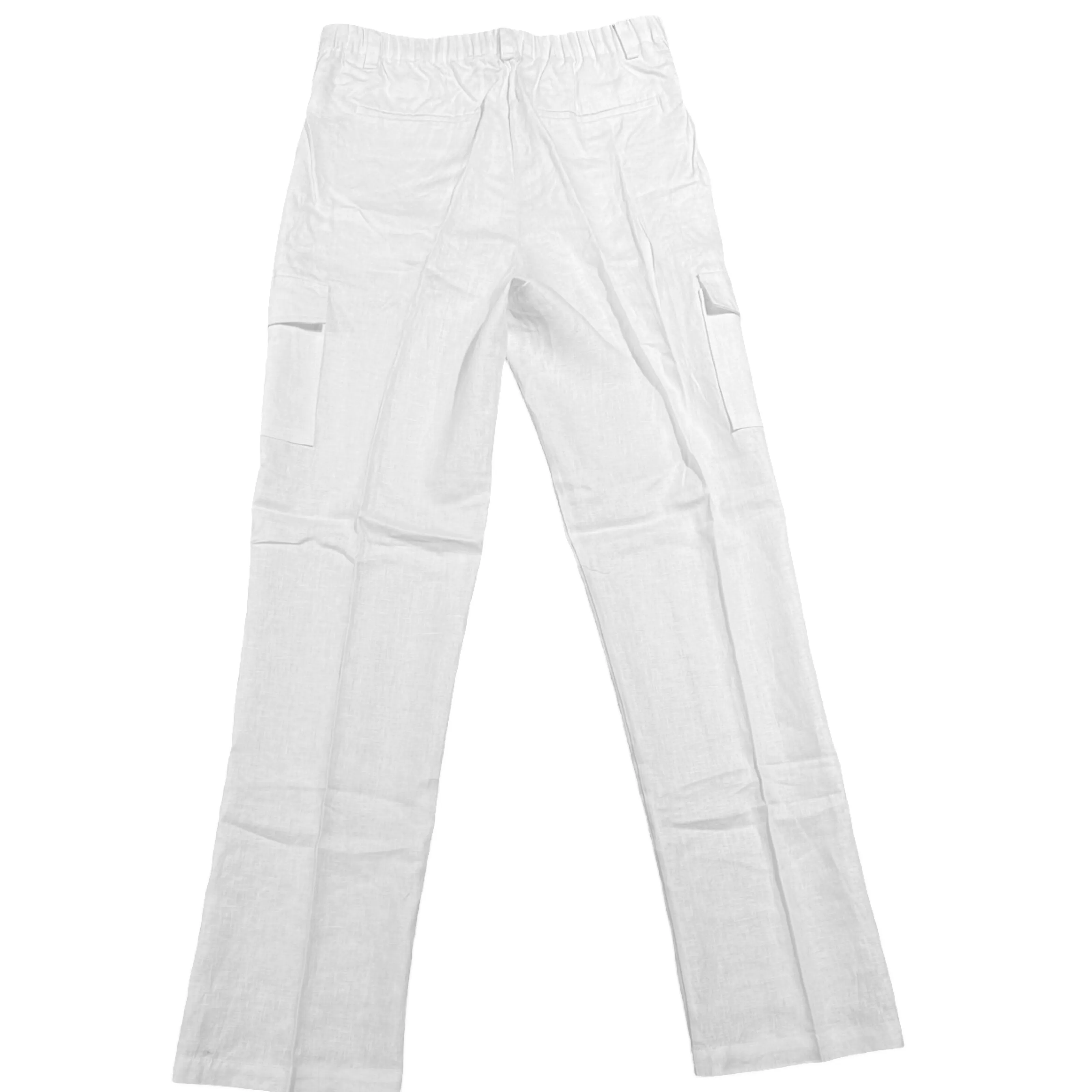 Prestige White Linen Cargo Pants