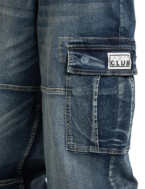 Pro Club Baggy Denim Cargo - Dark Stonewash
