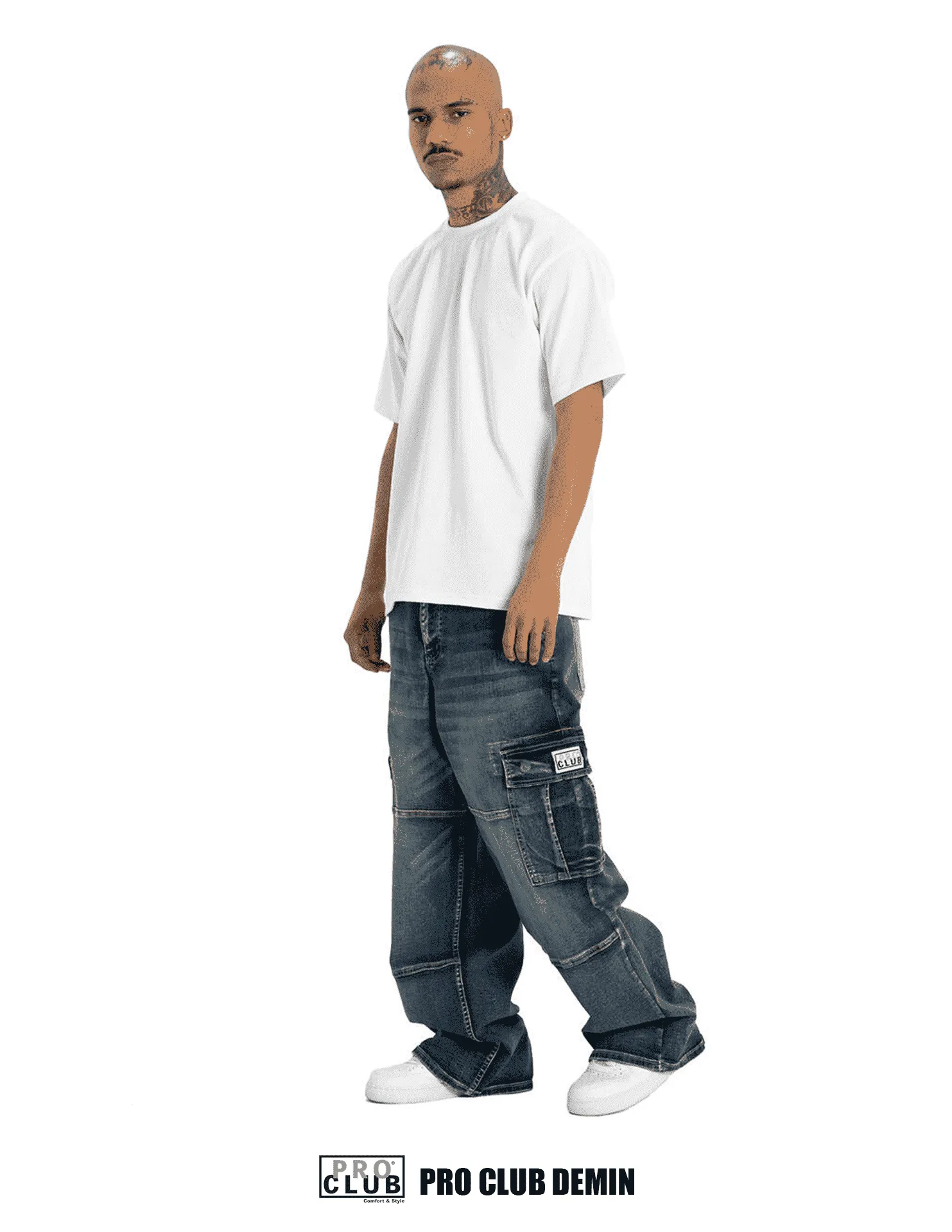 Pro Club Baggy Denim Cargo - Dark Stonewash