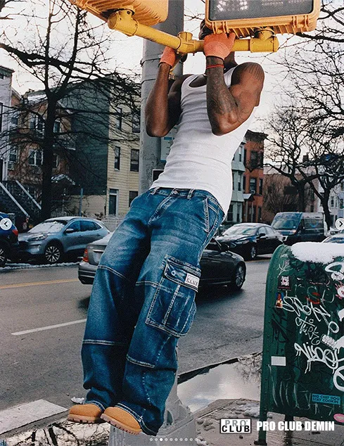 Pro Club Baggy Denim Cargo - Dark Stonewash