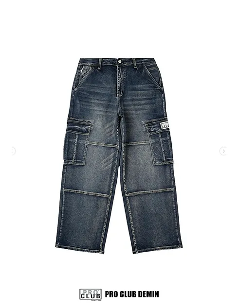 Pro Club Baggy Denim Cargo - Dark Stonewash